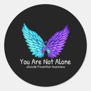 Not Alone Prevention Awareness Teal Purple 1 Classic Round Sticker