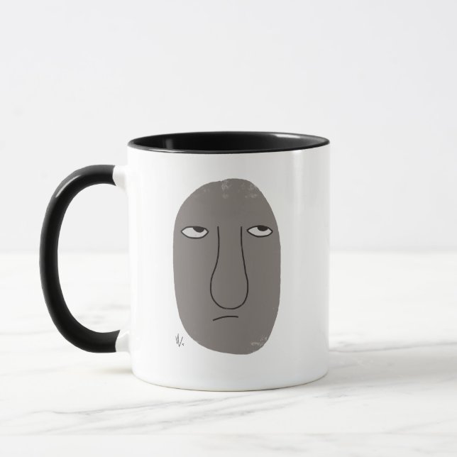 Not Amused Cartoon Face Coffee Mug (Left)