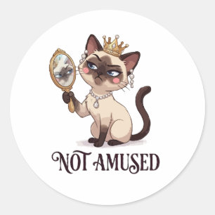 Not Amused Regal Siamese Cat Classic Round Sticker