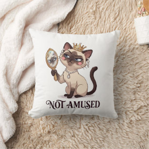 Not Amused Regal Siamese Cat Cushion