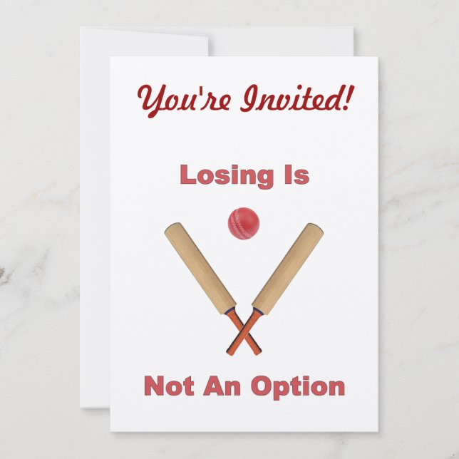 Not An Option Cricket Invitation (Front)