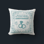 Not another wedding anniversary cushion<br><div class="desc">A funny design for a married couple whose wedding anniversaries seem to come round very quickly. This design has a lace-style frame drawn around the text not another wedding anniversary. The design features a wedding ring and flowers. A funny wedding anniversary design.</div>