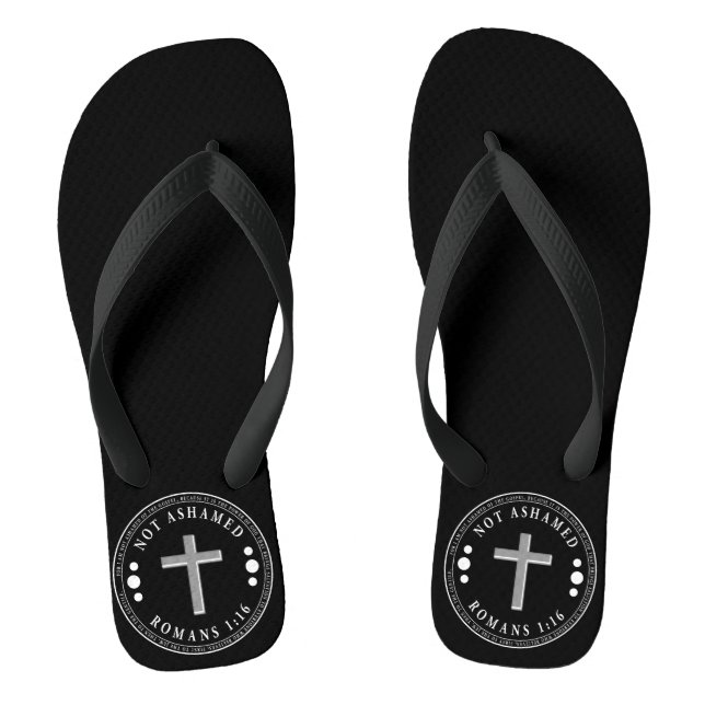 Not Ashamed of the Gospel Christian Verse Flip Flops (Footbed)