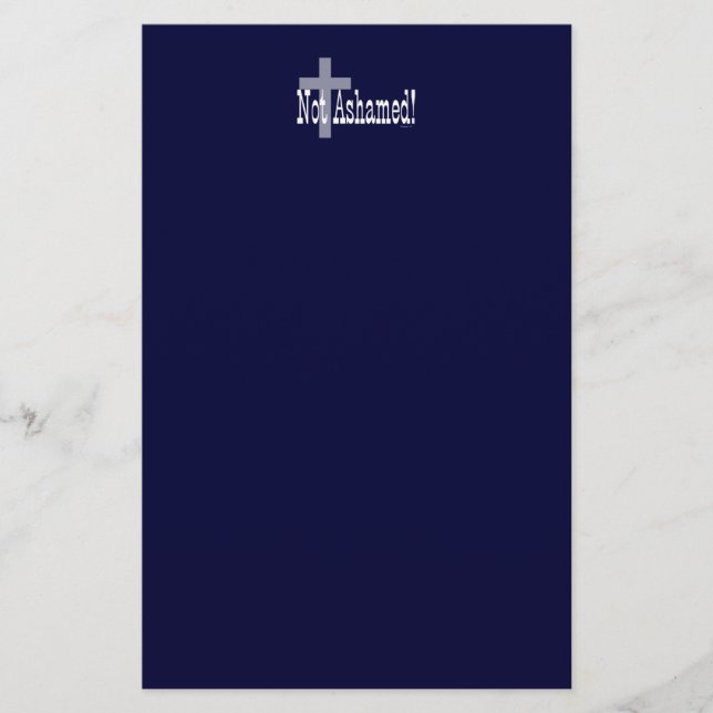 Not Ashamed! Romans 1:16 (with Cross) Stationery (Front)