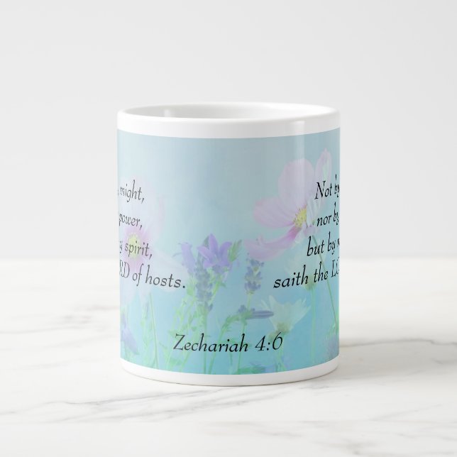 Not by Might - Zechariah 4:6 Large Coffee Mug (Front)