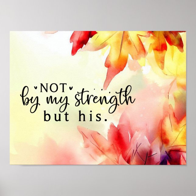 Not by my strength but His Christian Bible Quote Poster (Front)