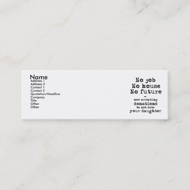 Not Date Your Daughter Donations Profile Card (Front)