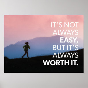 Not Easy But Worth It - Women's Workout Motivation Poster
