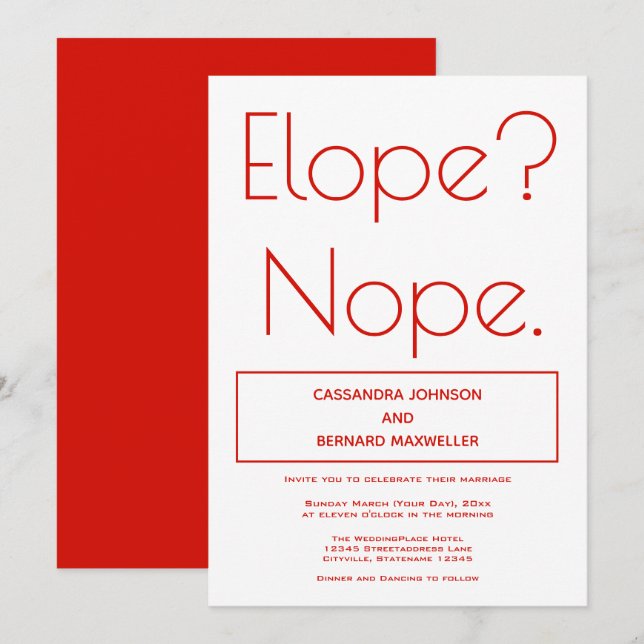Not Eloping Wedding | Invitation (Front/Back)