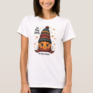 Not Enough Patience - Grumpy Pumpkin in Many Hats T-Shirt