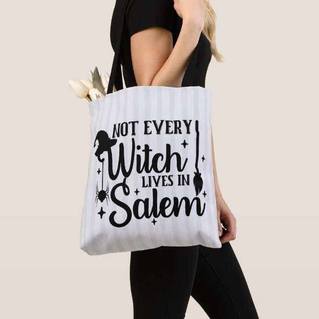 Not Every Witch Lives in Salem Halloween Tote Bag (Close Up)