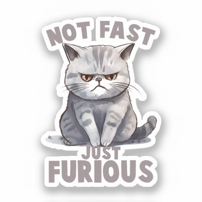 Not Fast, Just Furious – Grey Cat Humour (Front)