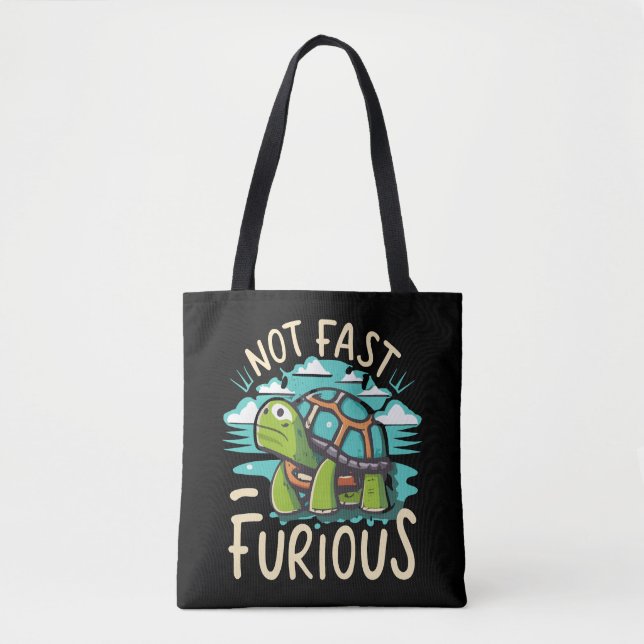 not fast, just furious turtle tote bag (Front)