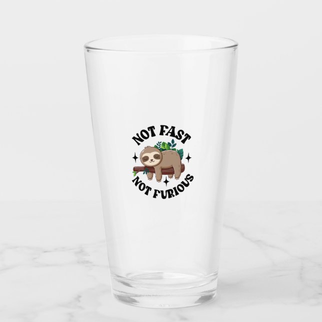 Not Fast Not Furious Funny Cute Sleepy Sloth Glass (Front)