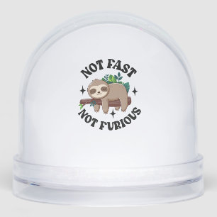 Not Fast Not Furious Funny Cute Sleepy Sloth Snowglobe