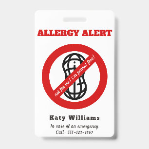 Not for me, i'm peanut free! Kids Allergy Alert ID Badge