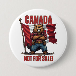 NOT FOR SALE, Canada, Beaver Lumberjack, Flag, 7.5 Cm Round Badge