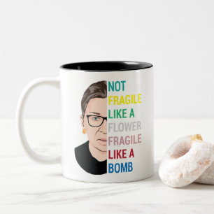 Not Fragile Like A Flower Fragile Like A Bomb Two-Tone Coffee Mug