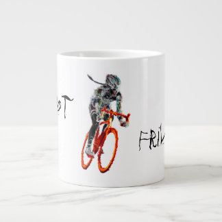 Not Frilly. Female Cyclist & Flames Large Coffee Mug
