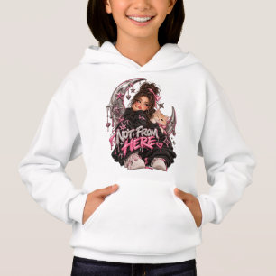 Not From Here Anime Girl Crescent Moon Hoodie
