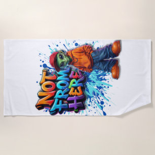Not From Here Funny Alien Streetwear Design Beach Towel
