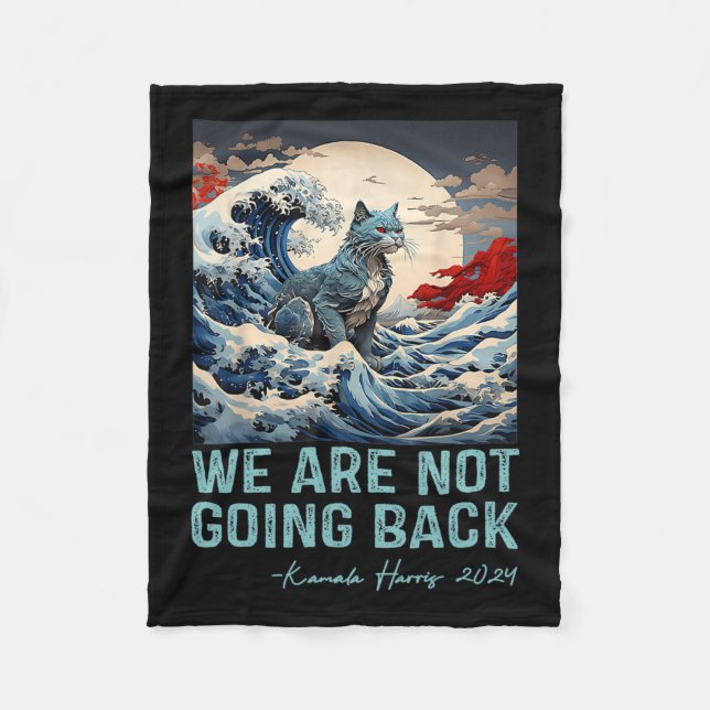 Not Going Back Cute Wave Of Blue Cats For Kamala  Fleece Blanket (Front)
