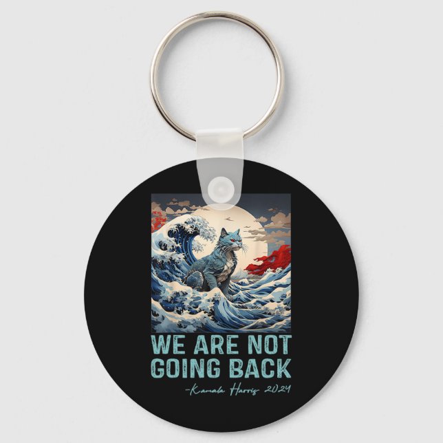 Not Going Back Cute Wave Of Blue Cats For Kamala  Key Ring (Front)
