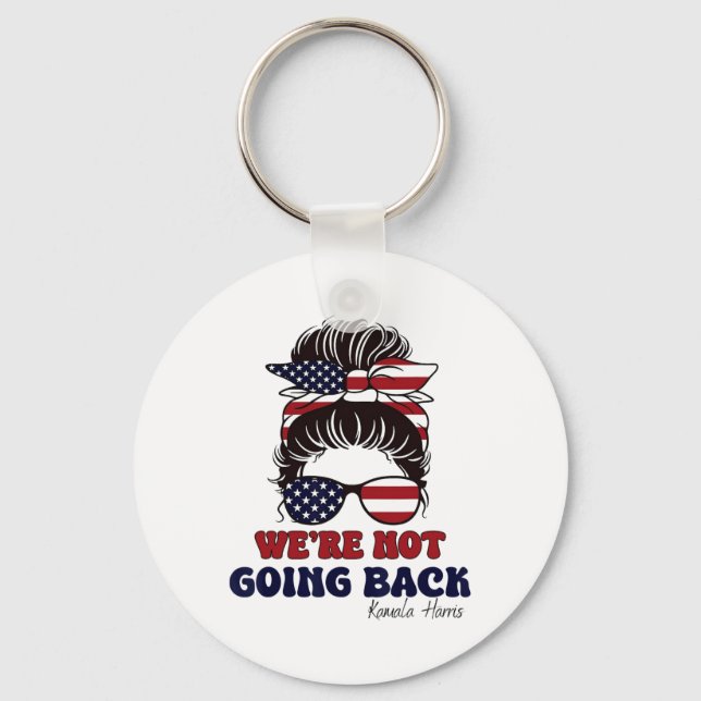 Not Going Back Messy Bun Usa Flag For President 20 Key Ring (Front)