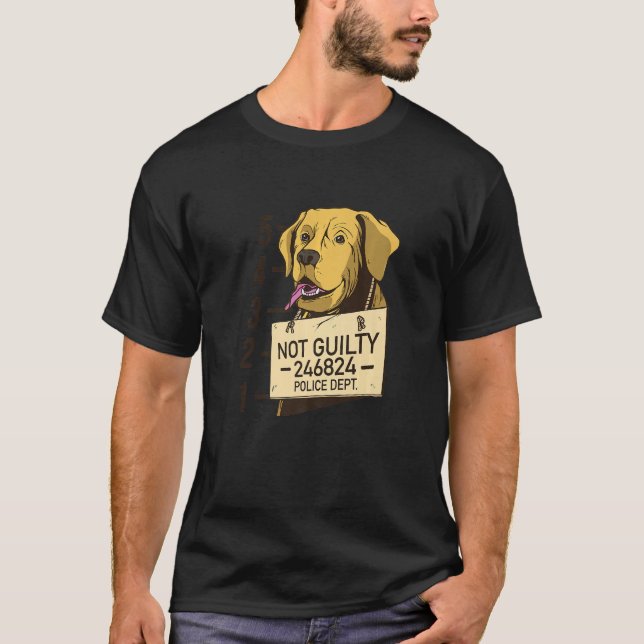 Not Guilty Dog Mugshot Prison T-Shirt (Front)