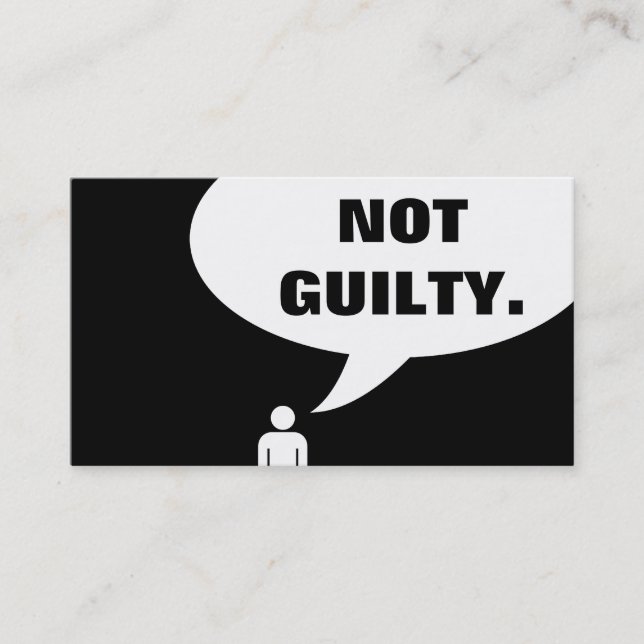 NOT GUILTY. speech bubble Business Card (Front)
