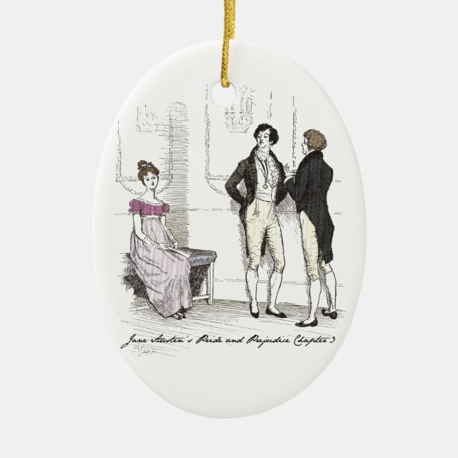 Not Handsome Enough, Jane Austen Pride & Prejudice Ceramic Tree Decoration (Front)