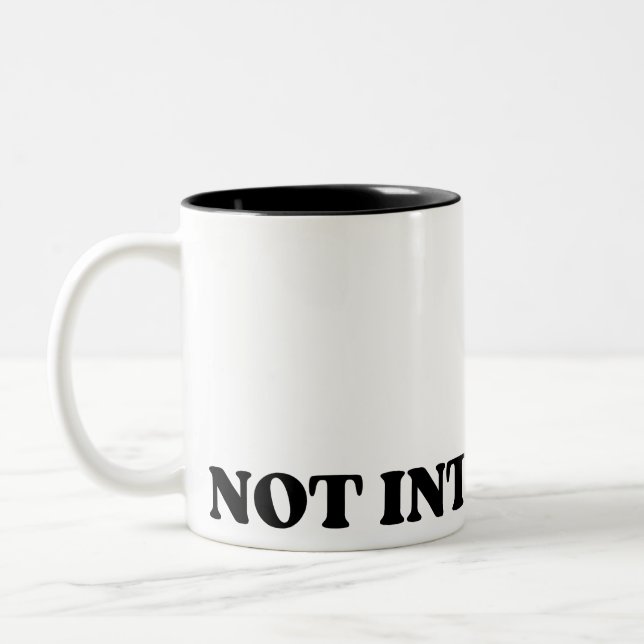 Not Interested Retro Typographic Two-Tone Mug (Left)