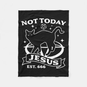 Not Jesus - Black Cat Satanic Devil Halloween Goth Fleece Blanket