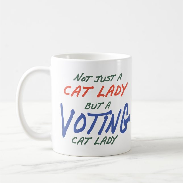 Not Just A Cat Lady But A VOTING Cat Lady Cartoon Coffee Mug (Left)