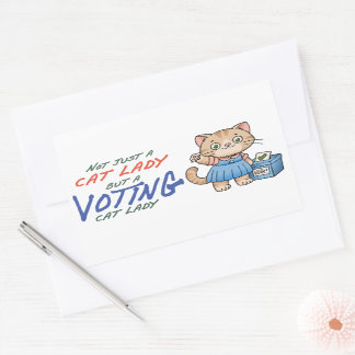 Not Just A Cat Lady But A VOTING Cat Lady Cartoon Rectangular Sticker