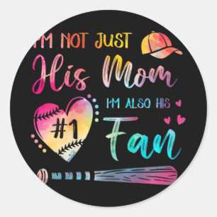 Not Just His Mum Im His Number One Baseball Tie-dy Classic Round Sticker