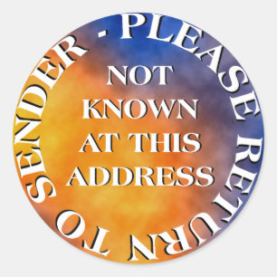 Not Known at this Address Classic Round Sticker