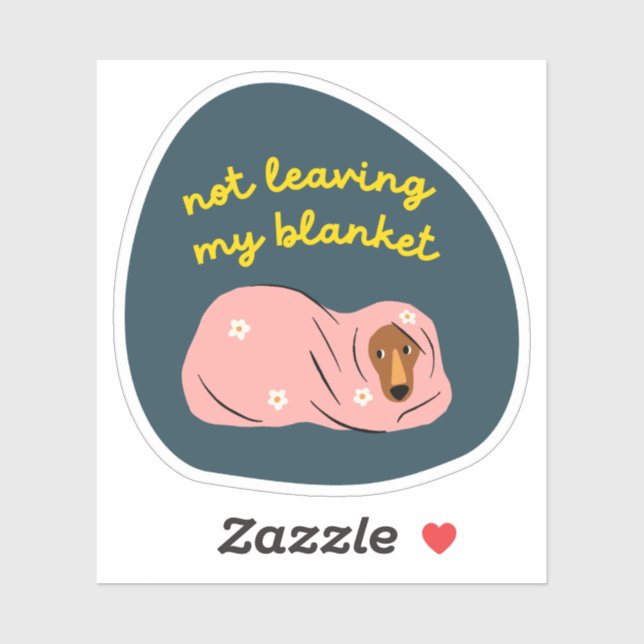 Not leaving my blanket dog illustration navy retro (Sheet)