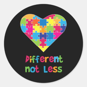 Not Less - Autism Awareness Heart Puzzle Classic Round Sticker