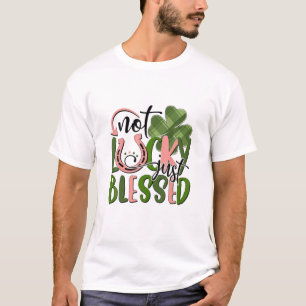 Not Lucky Just Blessed Leopard Shamrock St Patrick T-Shirt