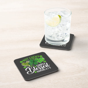 Not Lucky Simply Blessed Christian Coaster