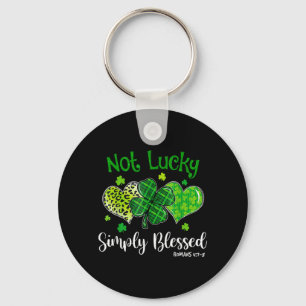 Not Lucky Simply Blessed Christian Shamrock St Key Ring