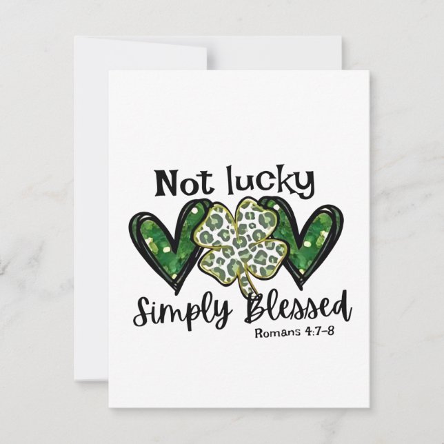 Not Lucky, Simply Blessed Lucky Charm St Patrick  Card (Front)