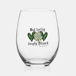 Not Lucky, Simply Blessed Lucky Charm St Patrick Stemless Wine Glass