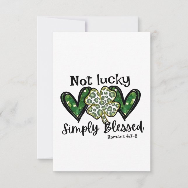 Not Lucky, Simply Blessed Lucky Charm St Patrick  Thank You Card (Front)