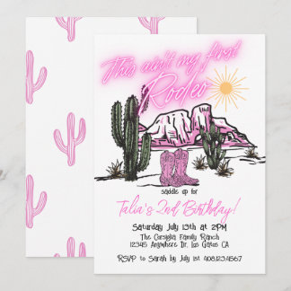 "Not my first rodeo" 2nd birthday invitation