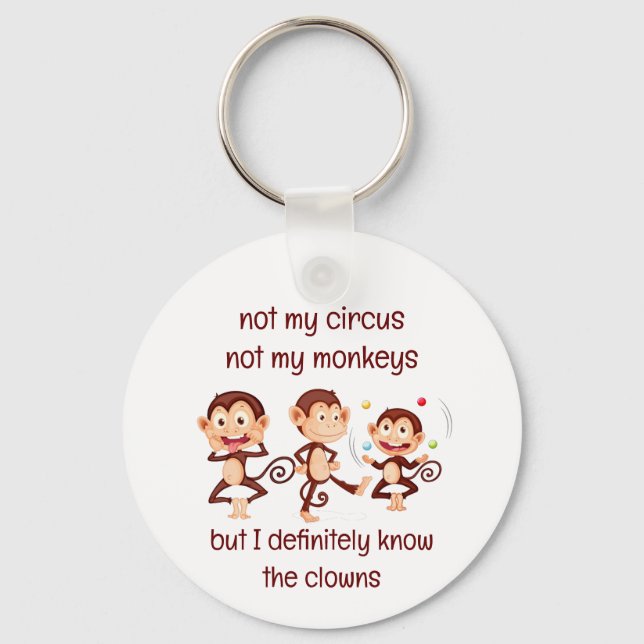 Not my Monkeys Not my Circus Inspirational Quote Key Ring (Front)