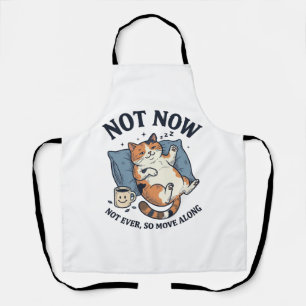 Not Now Lazy Cat Vintage Engraving Funny Cat Desig Apron