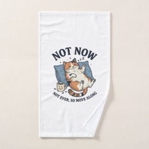 Not Now Lazy Cat Vintage Engraving Funny Cat Desig Hand Towel