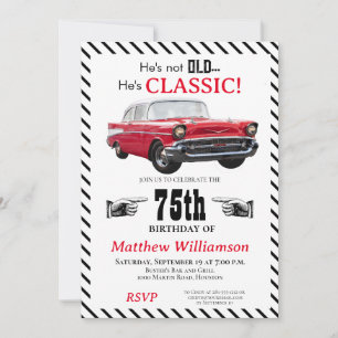 Not Old But Classic 1950s Car 70th Birthday Invitation